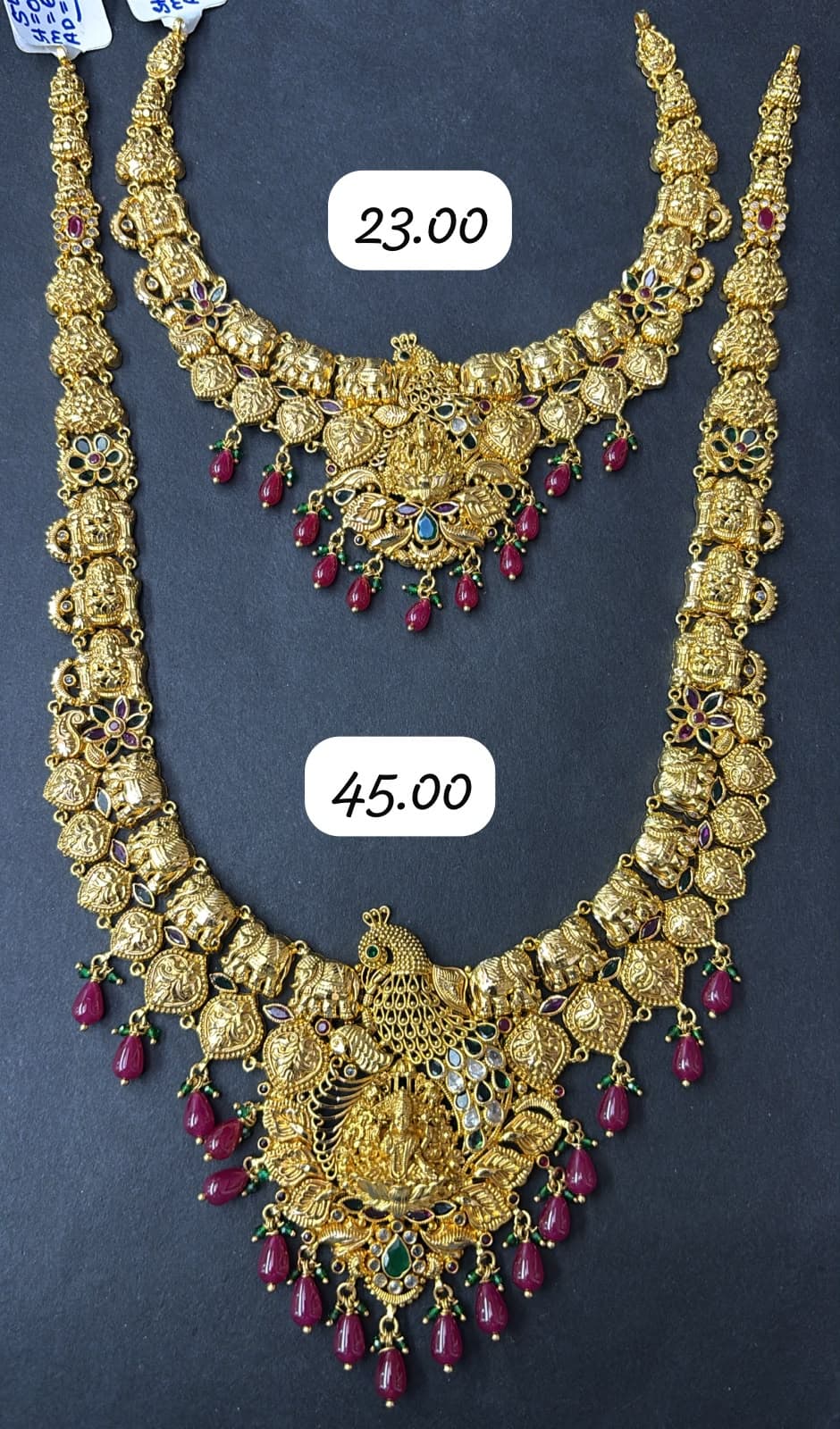 Temple Lakshmi Haram and Necklace Set