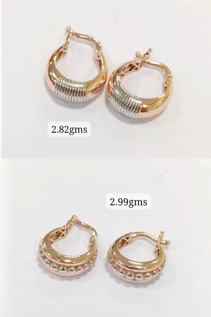 Dual Tone Ribbed Hoop Earrings