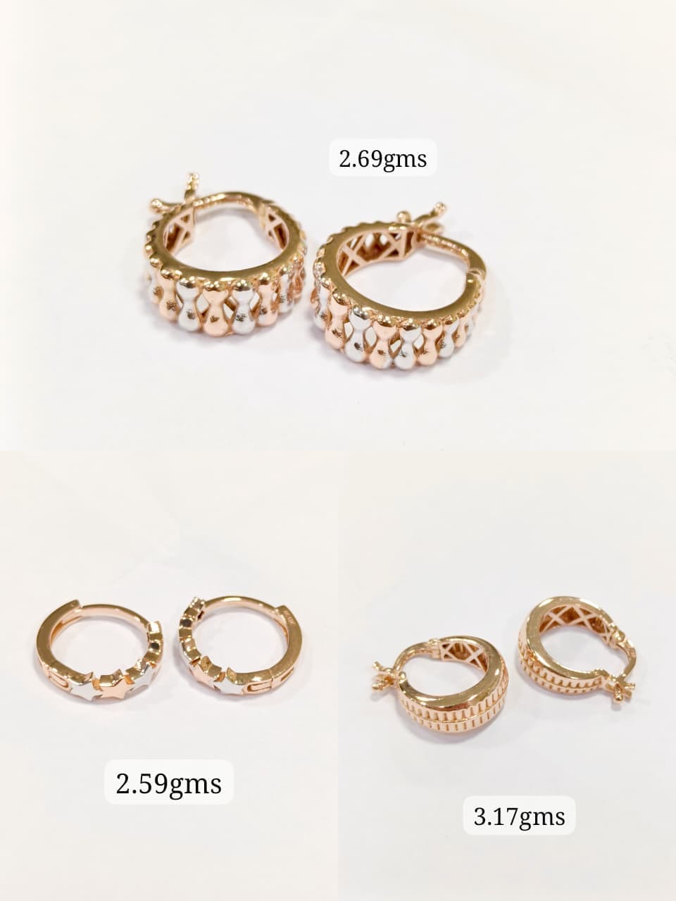 Grooved Pattern Gold Hoop Earrings