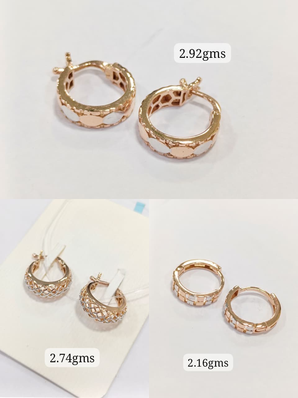 Geometric Block Pattern Italian Hoop Earrings