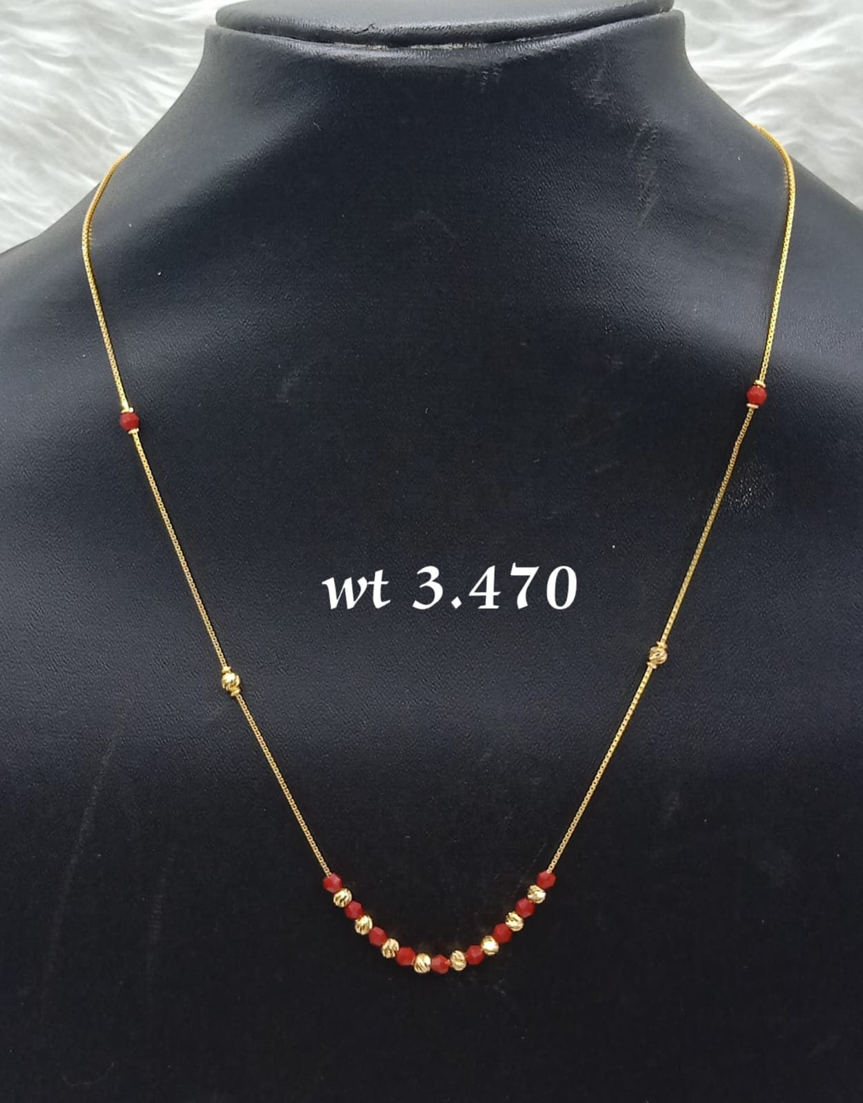 Gold Chain with Red Beads