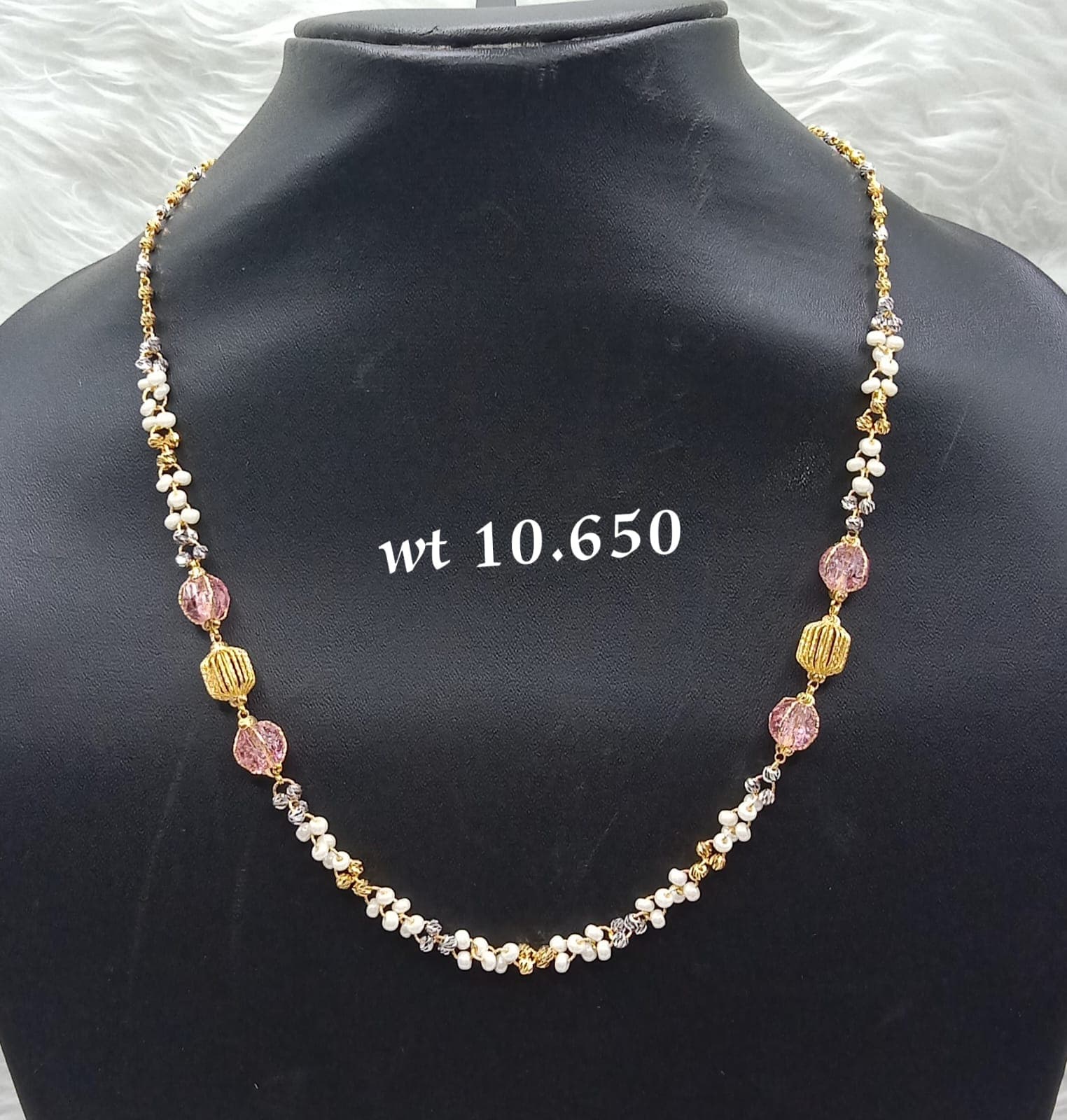 Delicate Pearl and Gold Bead Mala