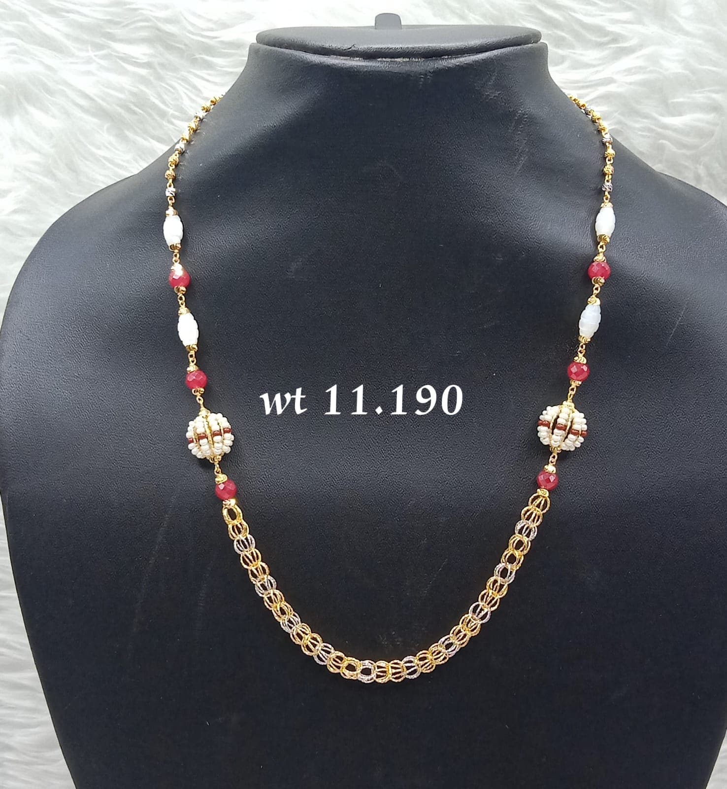 Traditional Gold Pearl Mala Necklace
