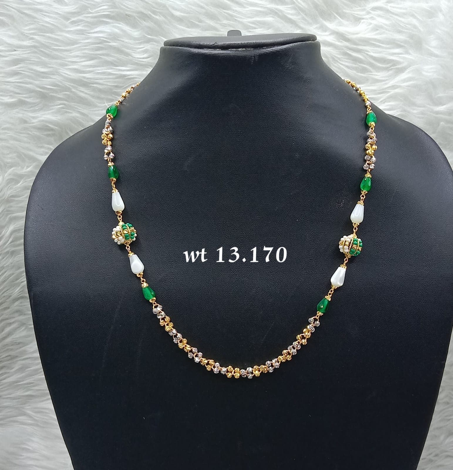 Gold Beaded Chain Necklace