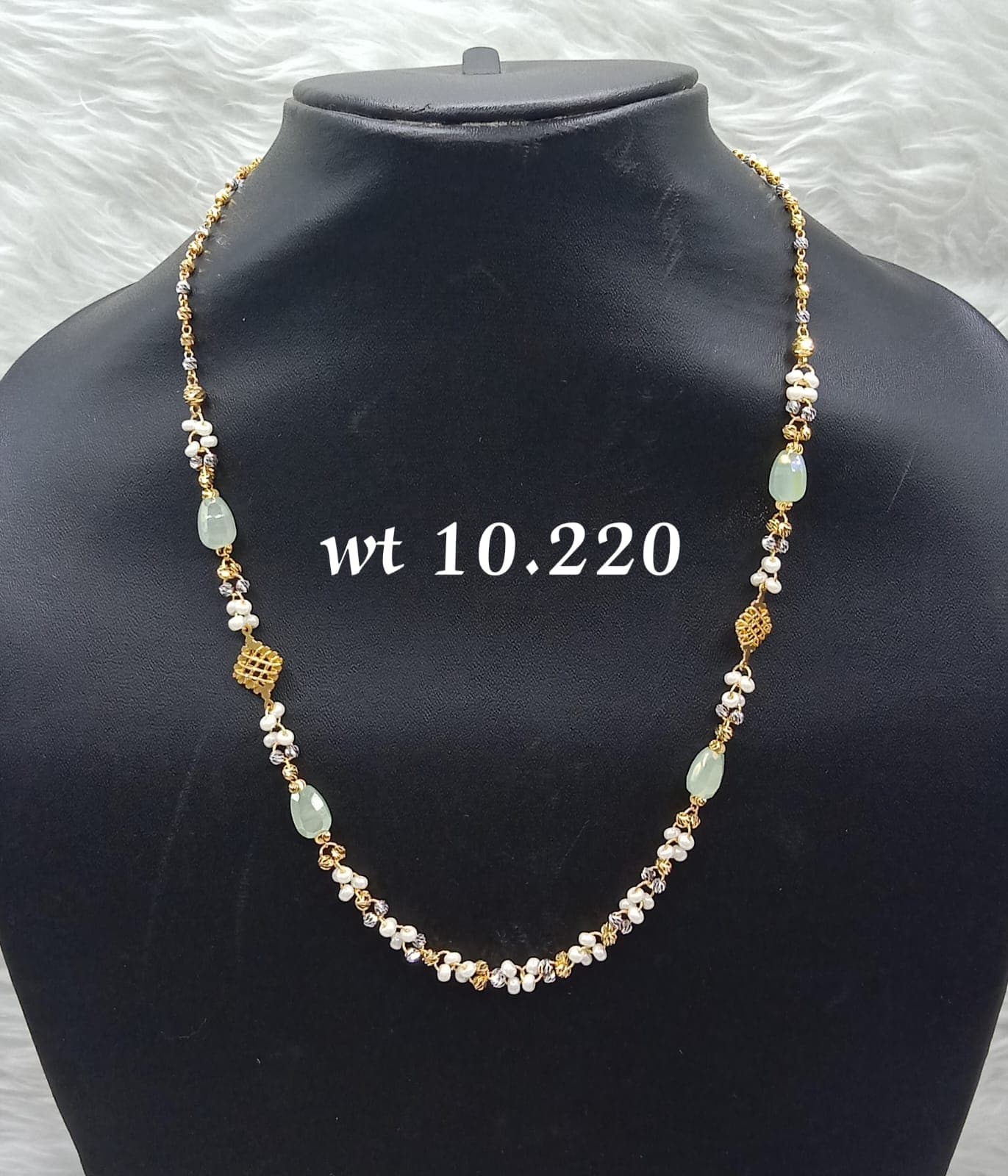 Pearl and Gemstone Gold Mala Necklace