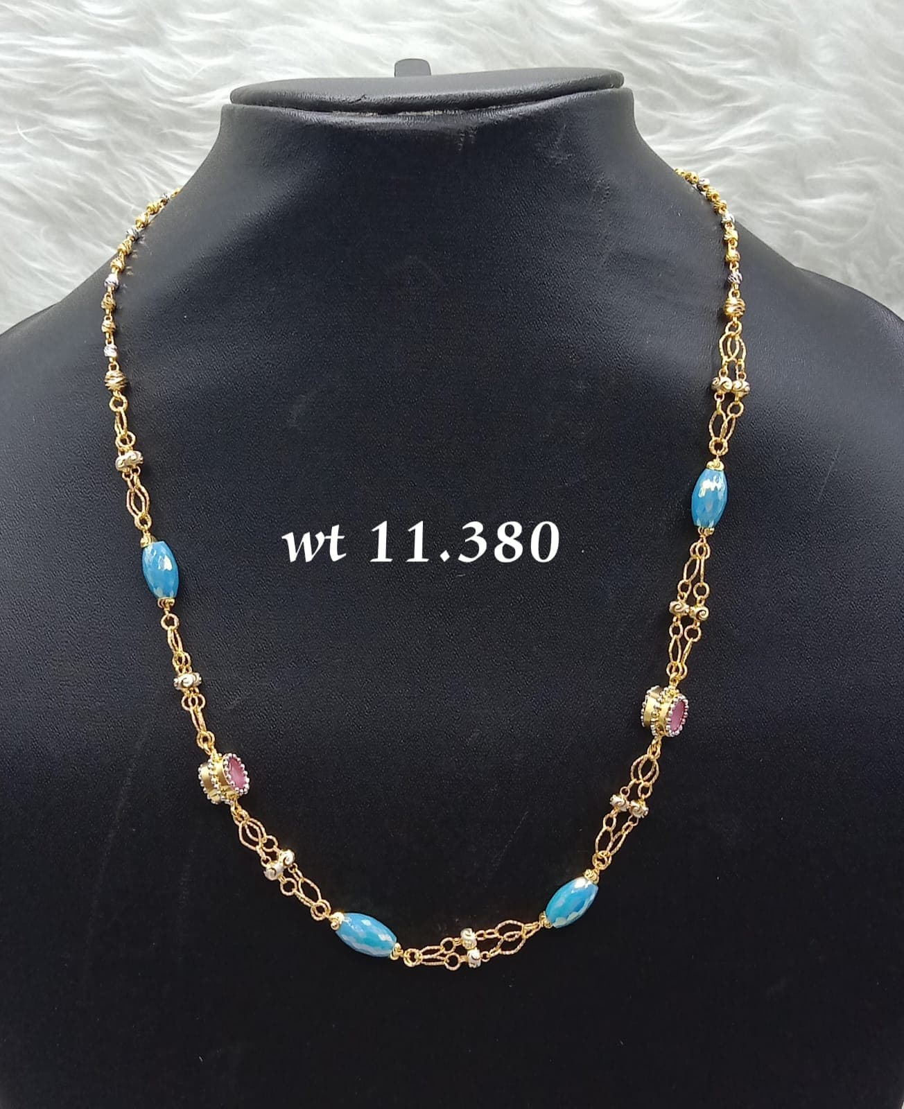 Italian Gold Beaded Chain Necklace