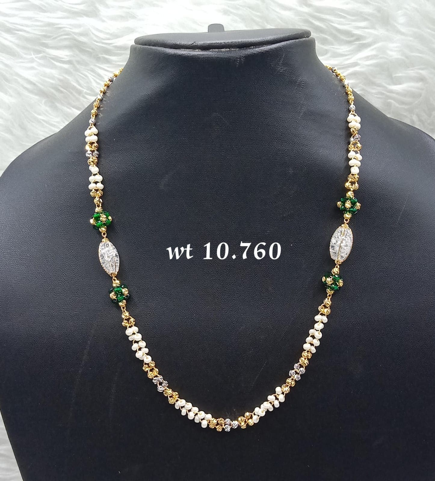 Pearl and Gold Bead Mala Necklace