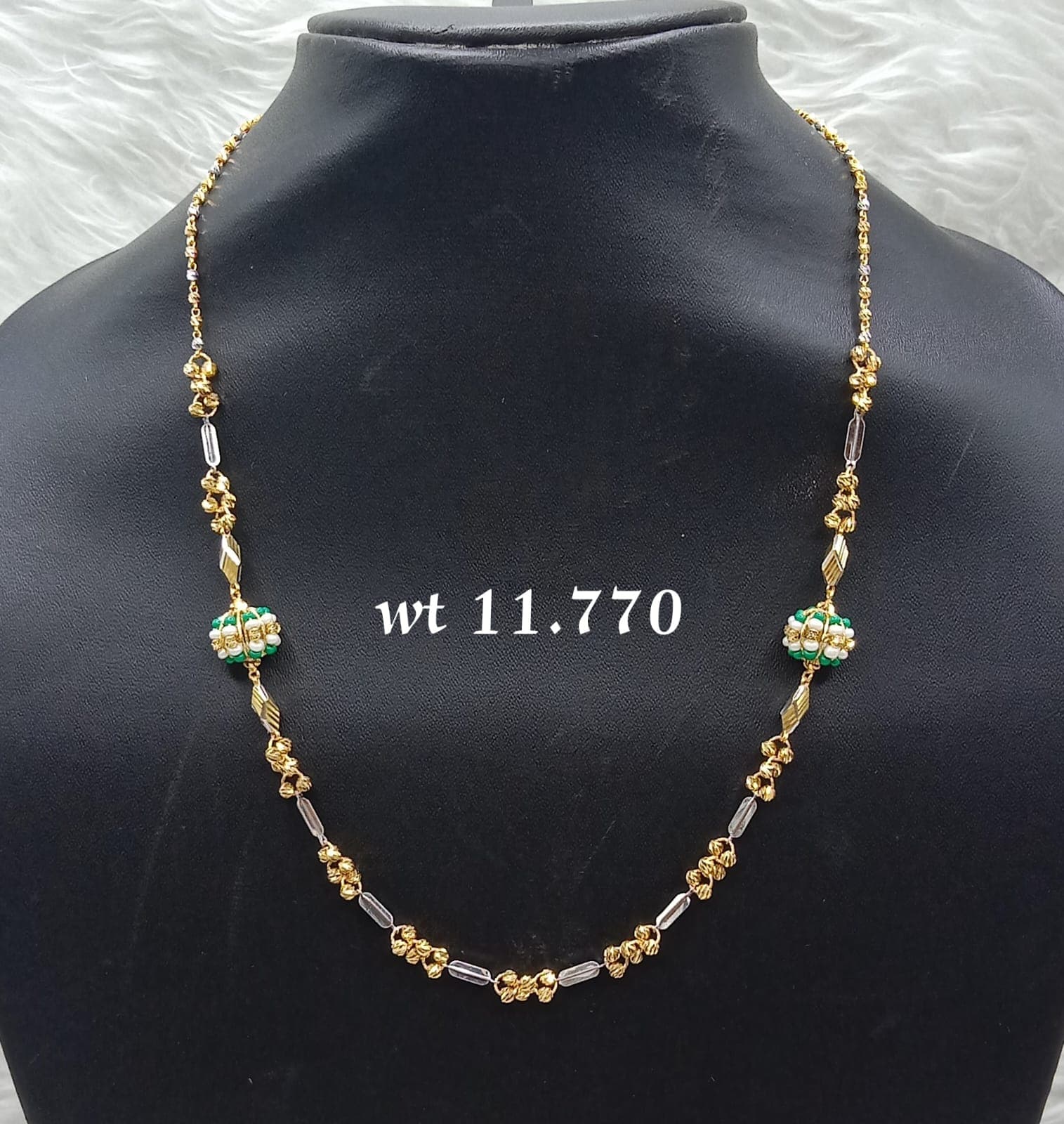 Gold Bead and Pearl Mala Chain