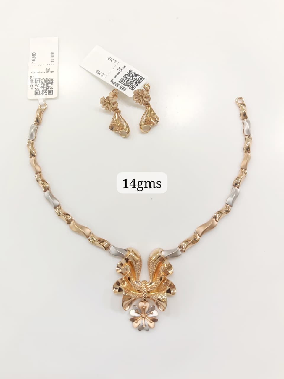 Dual Tone Wave Gold Necklace Set