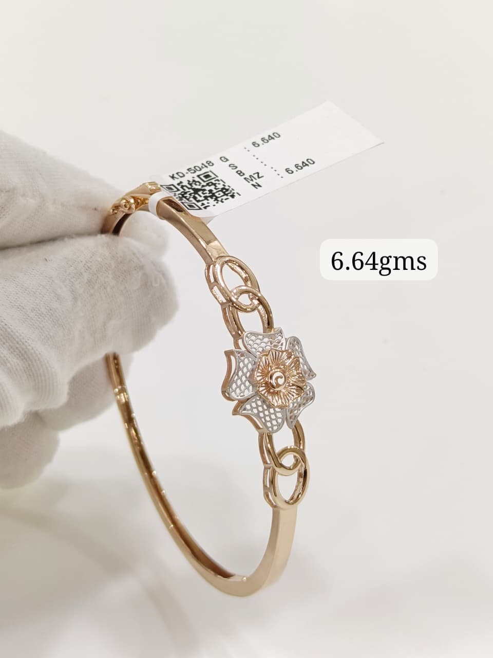 Dual Tone Floral Gold Bracelet