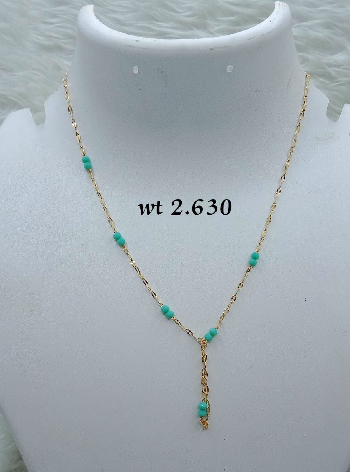 Delicate Gold Y-Chain with Turquoise Beads