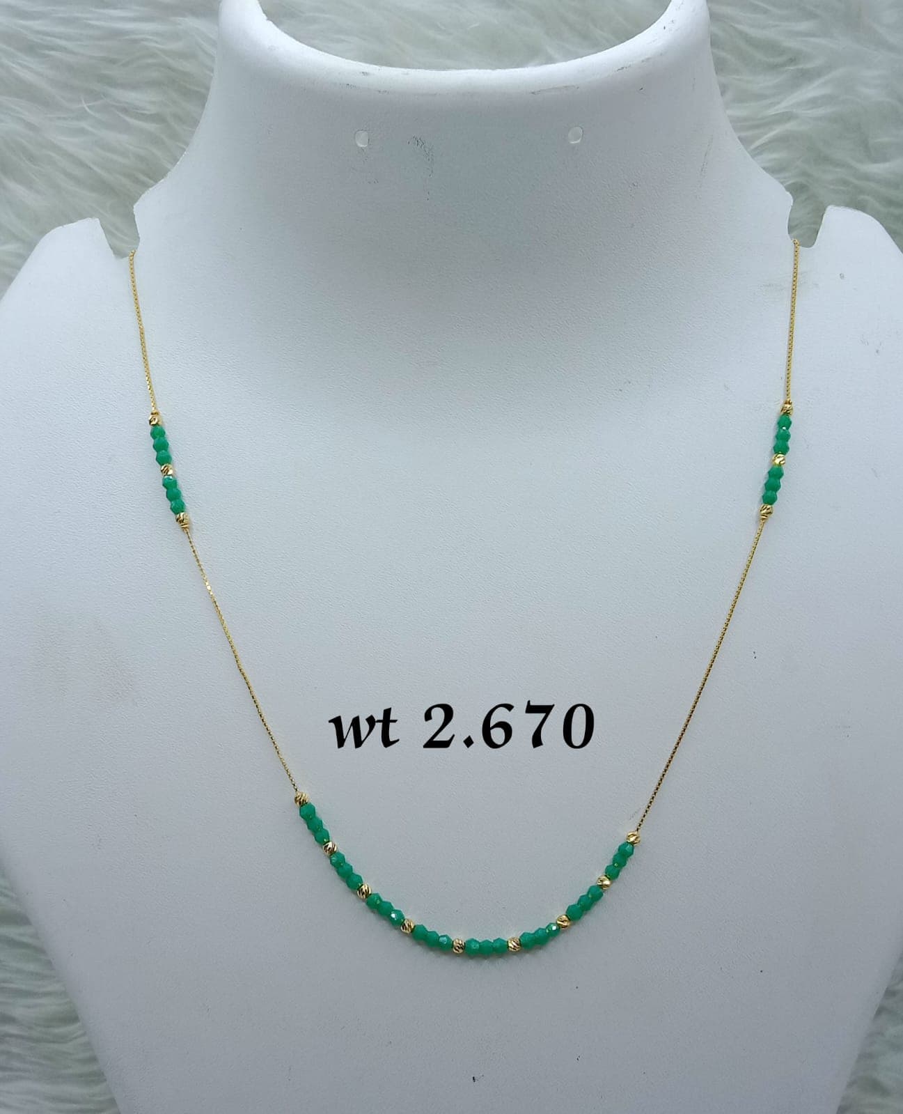 Delicate Green Bead Gold Chain