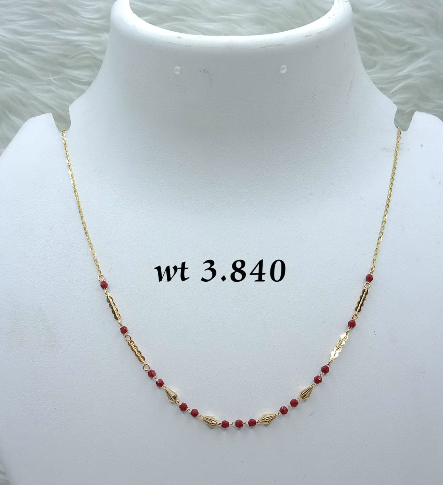 Gold Chain with Red Beads