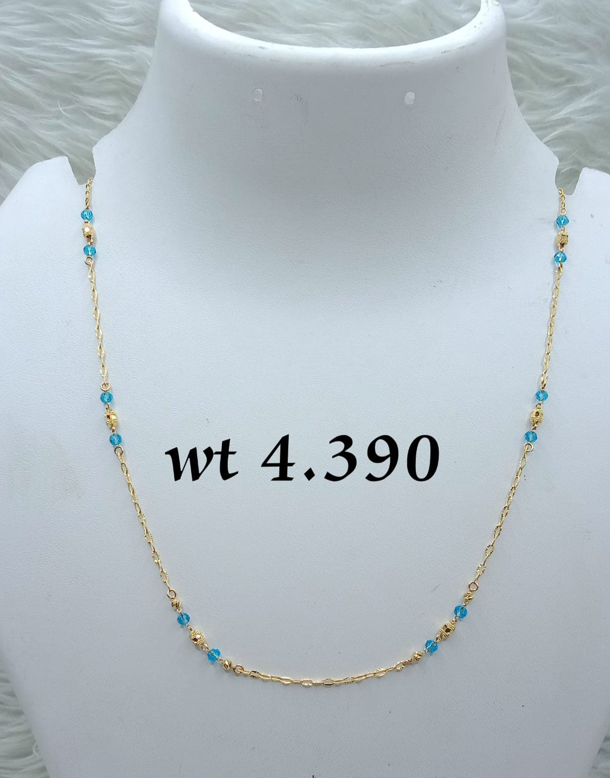 Blue Beaded Gold Chain