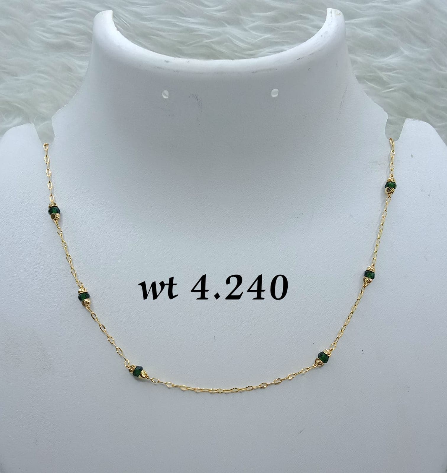 Delicate Green Bead Gold Chain