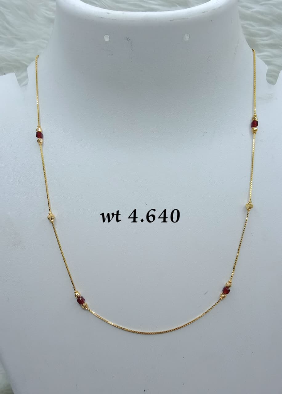 Delicate Gold Chain with Red Beads