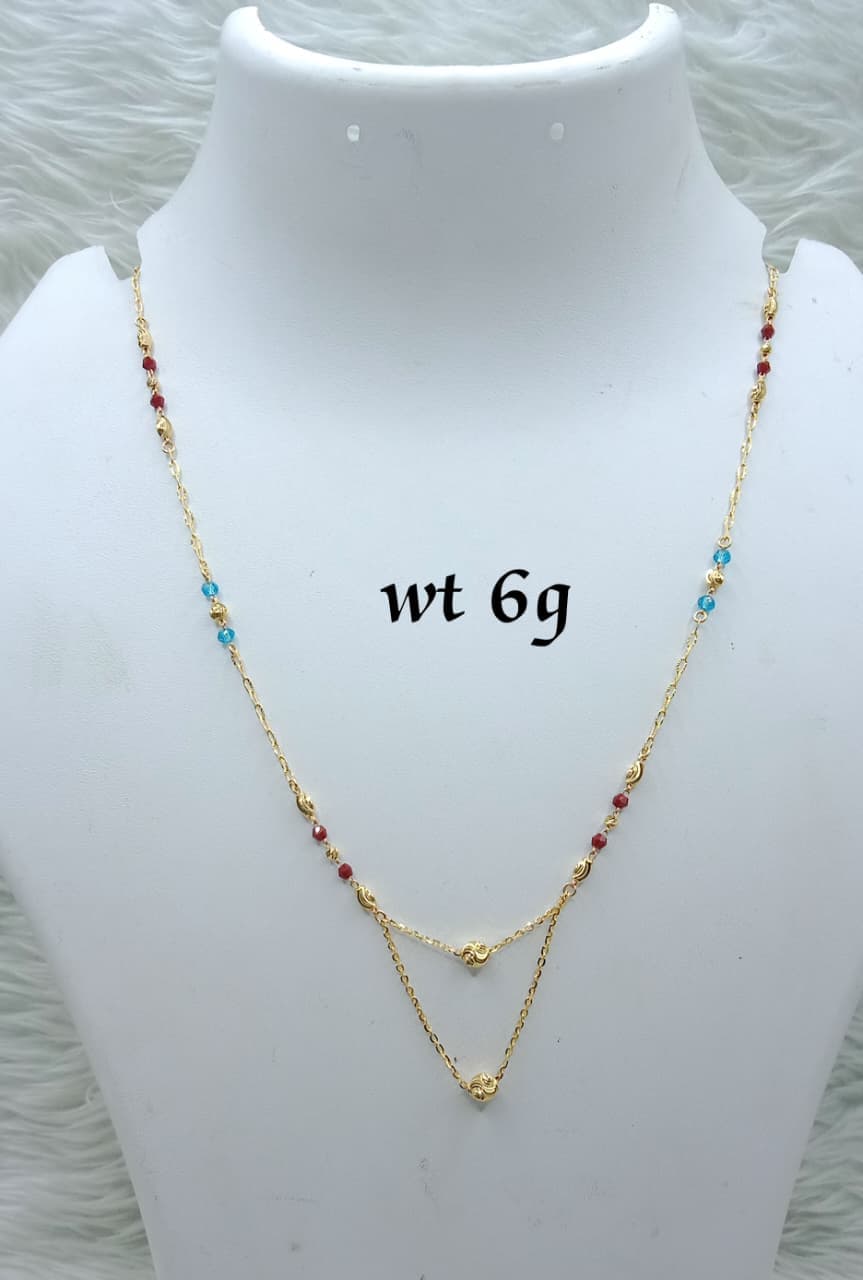 Delicate Layered Gold Chain with Color Beads