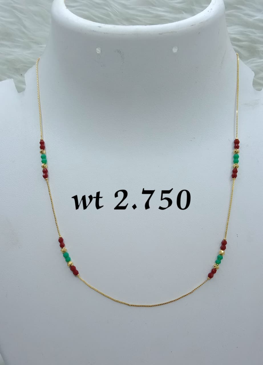 Beaded Gold Chain Necklace