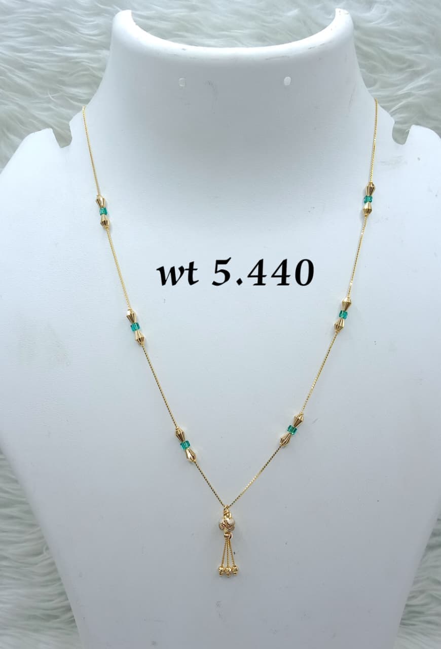 Delicate Gold Chain with Green Accent Beads
