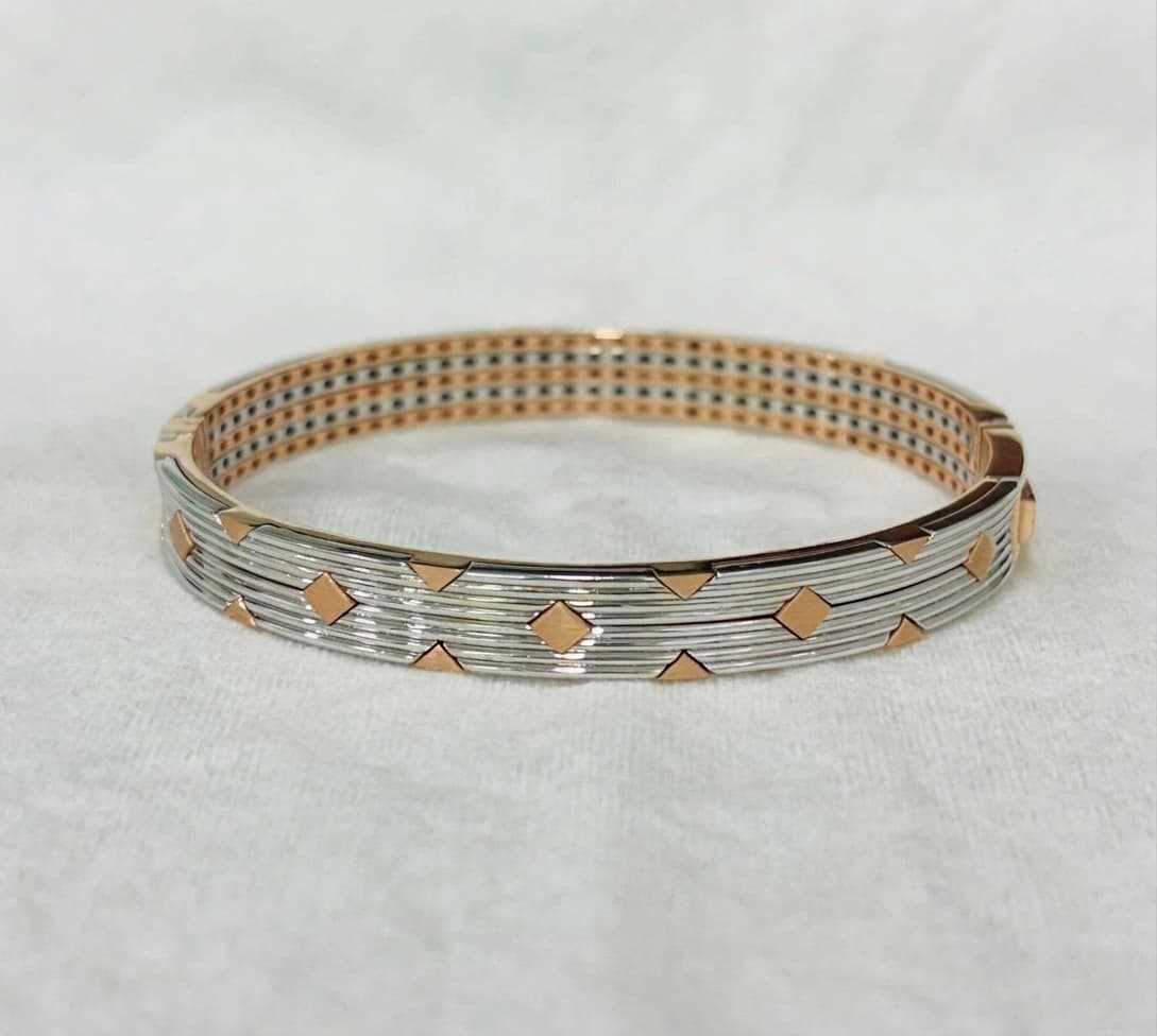 Dual Tone Geometric Gold Kada