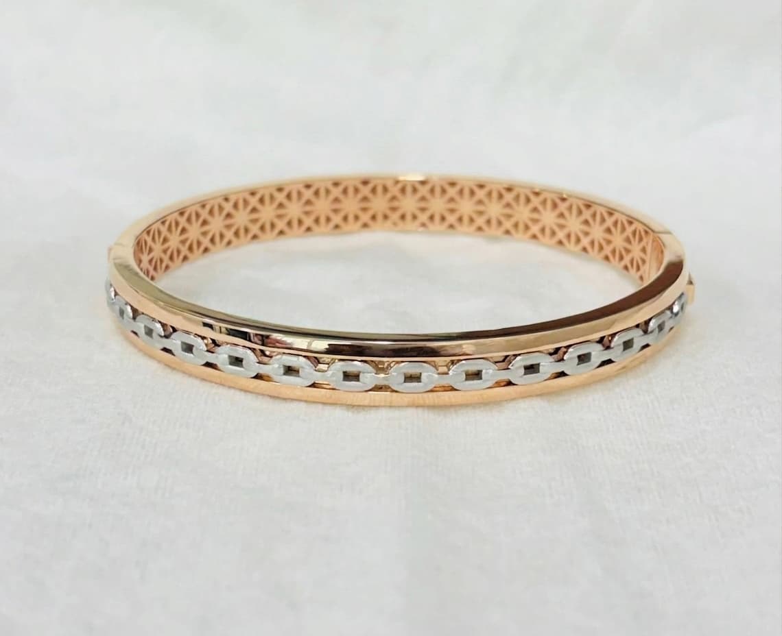 Dual Tone Rose Gold Link Kada
