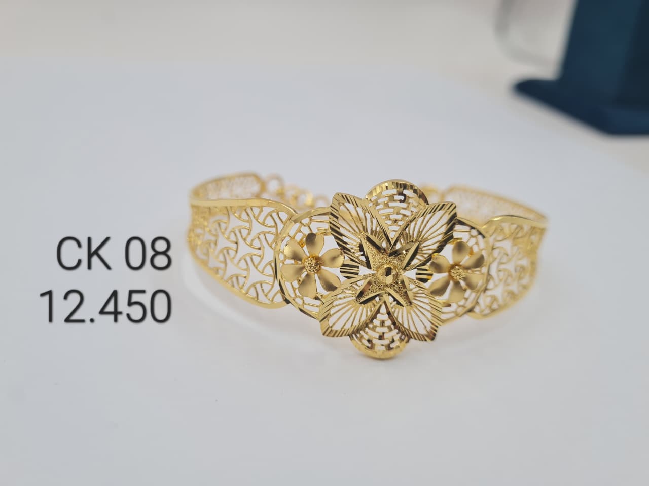 Ornate Floral Cutout Gold Bracelet